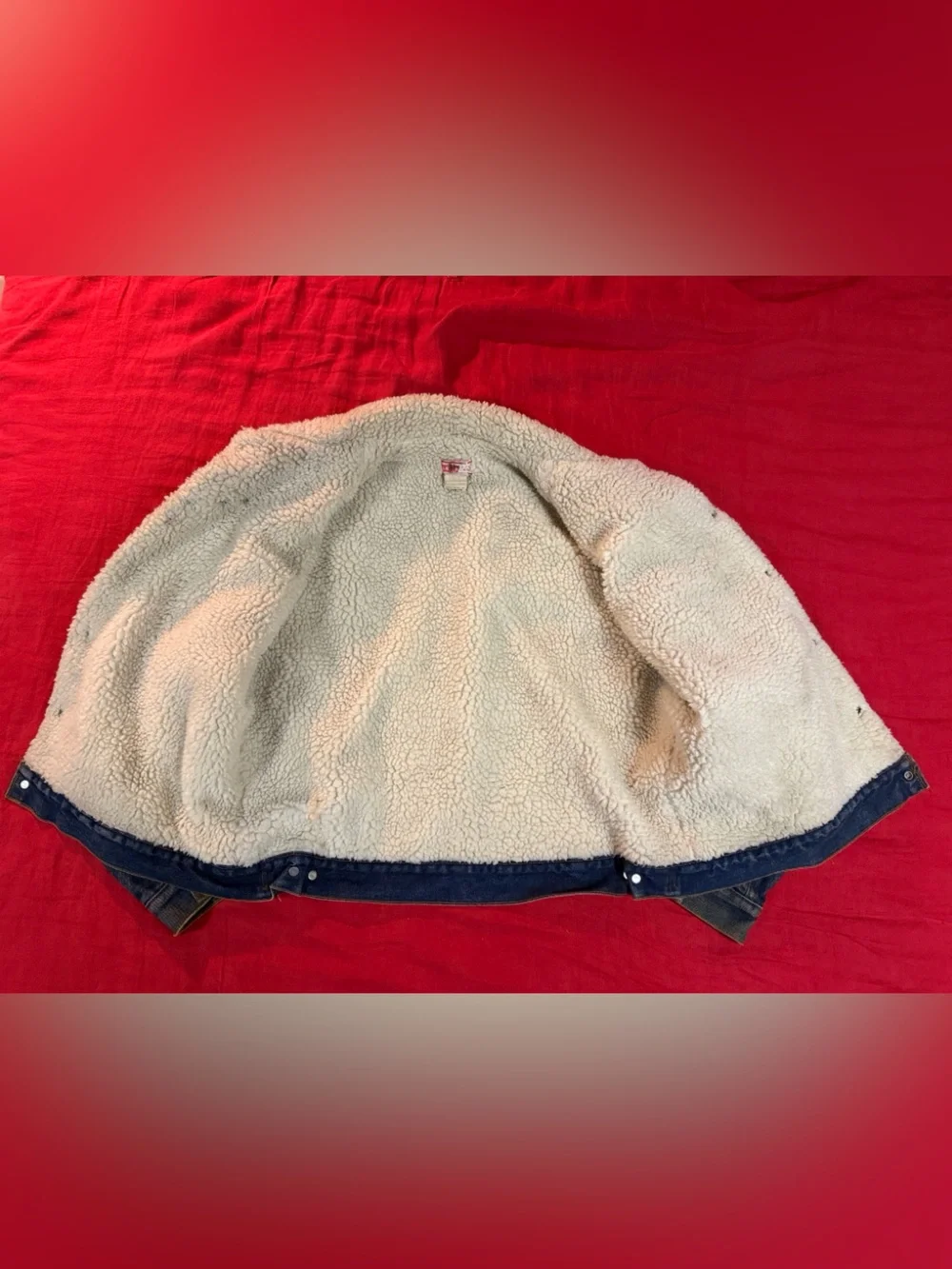 Vintage Levi's Dark Blue Mens Denim Sherpa-Trim Bomber Jacket